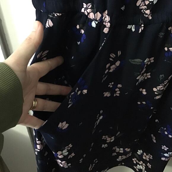 41 Hawthorn Navy Floral Sleeveless Dress with drawstring waist and pockets 3X - Picture 2 of 10